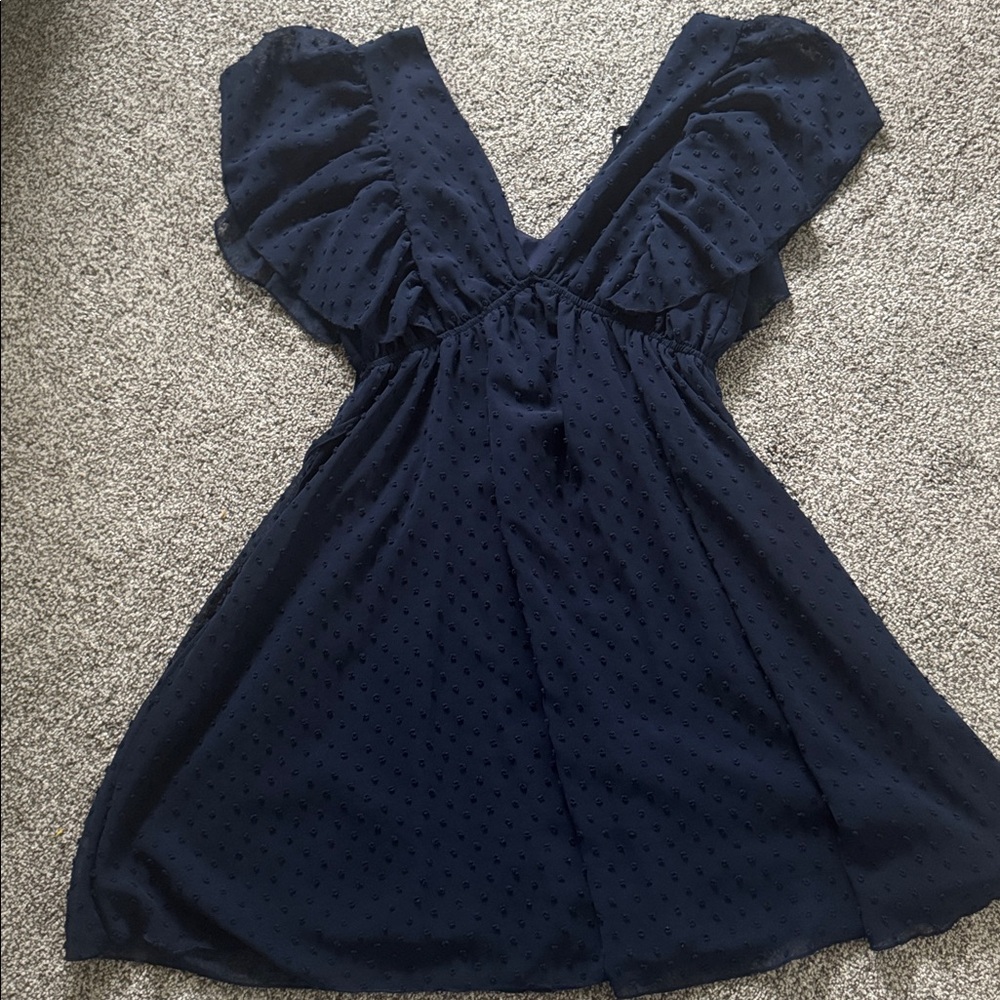 Navy Blue V-Neck Dress